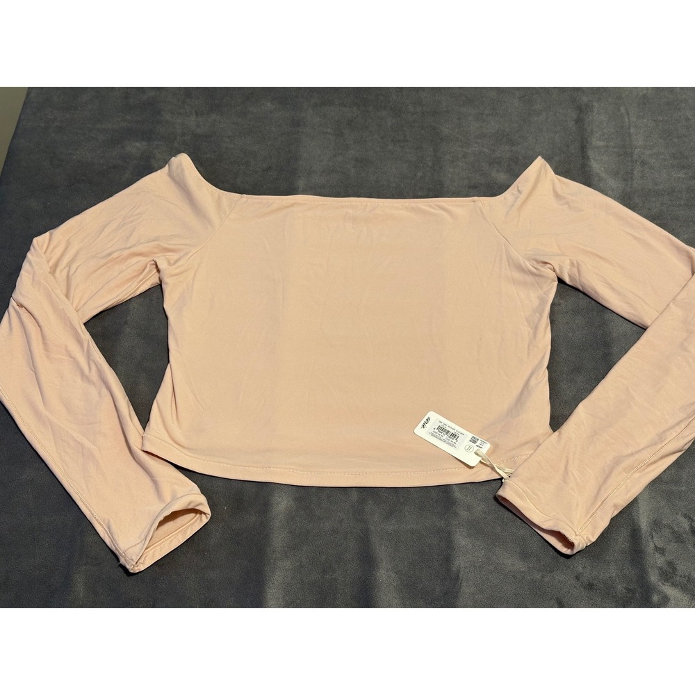 Aerie SMOOTHEZ Real Good Off The Shoulder Long Sleeve Top Peach XL NWT